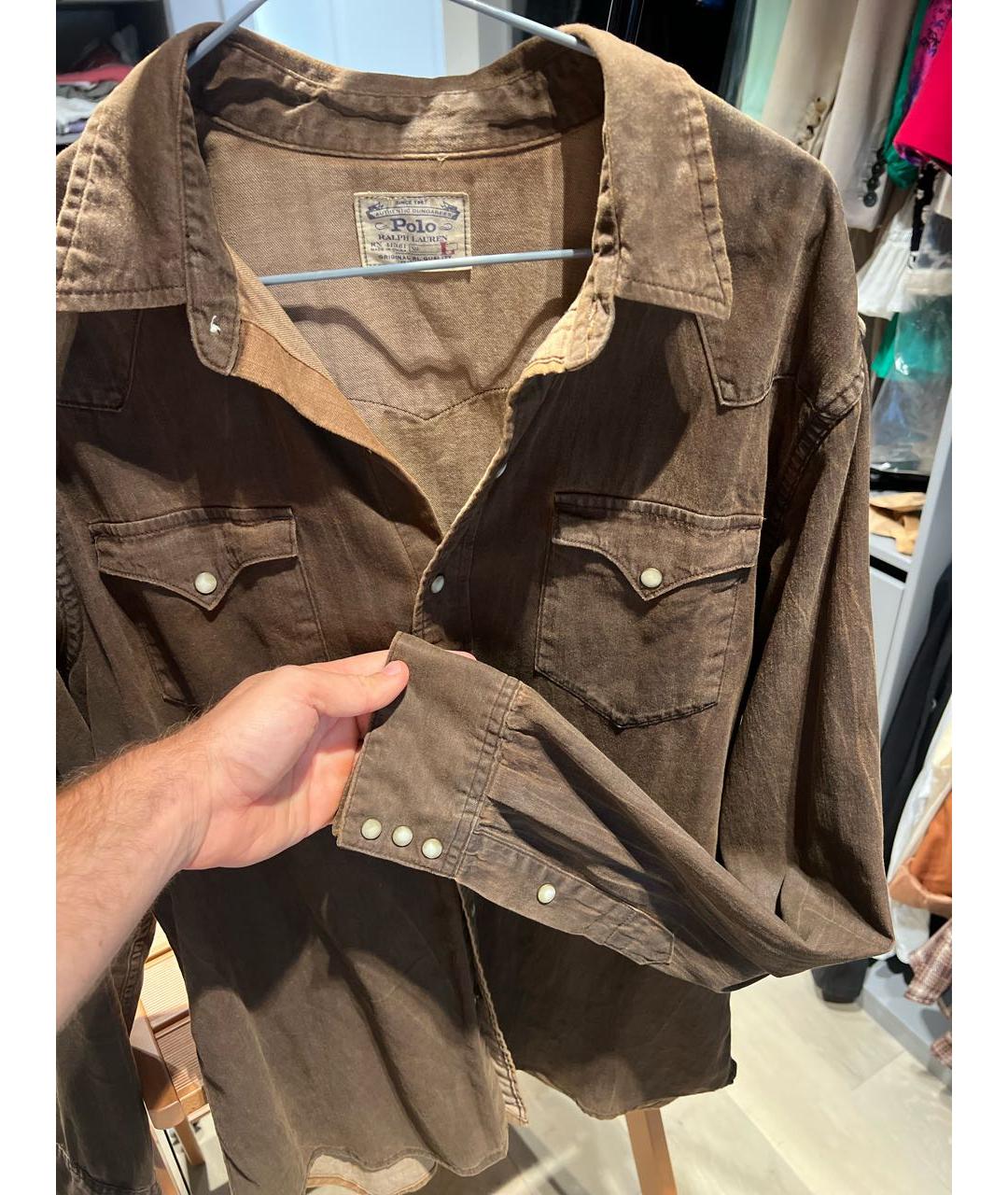 POLO RALPH LAUREN Коричневая хлопковая кэжуал рубашка, фото 4