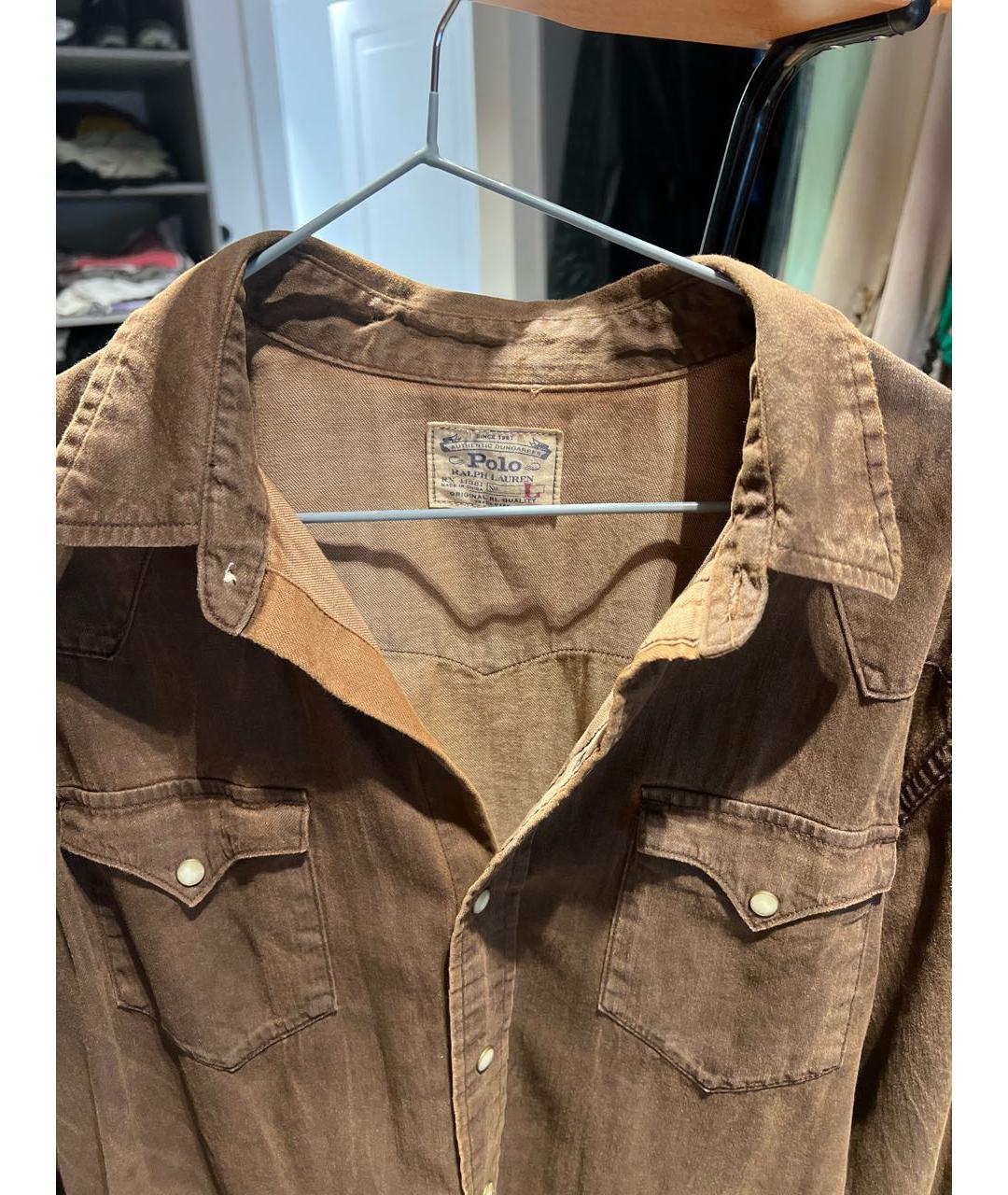 POLO RALPH LAUREN Коричневая хлопковая кэжуал рубашка, фото 3