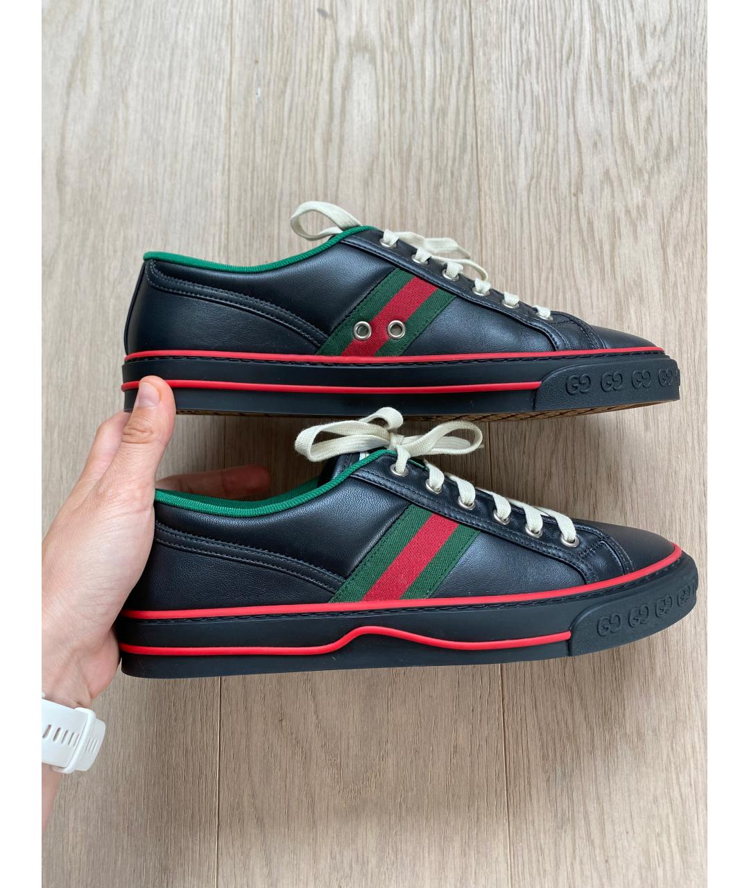 GUCCI Черные кожаные кеды, фото 8