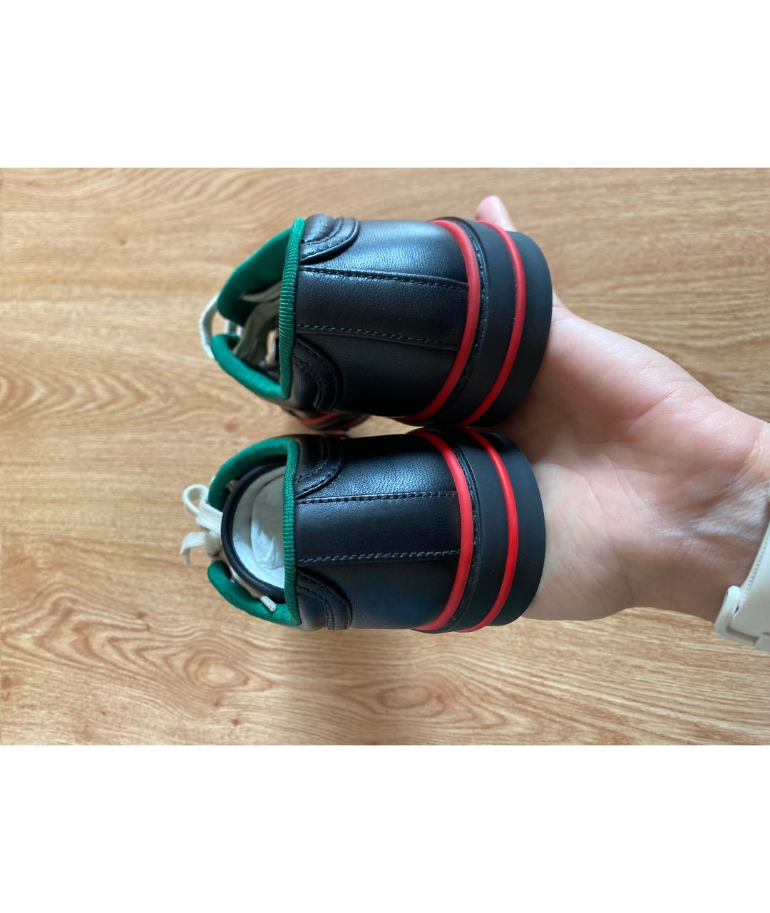 GUCCI Черные кожаные кеды, фото 4