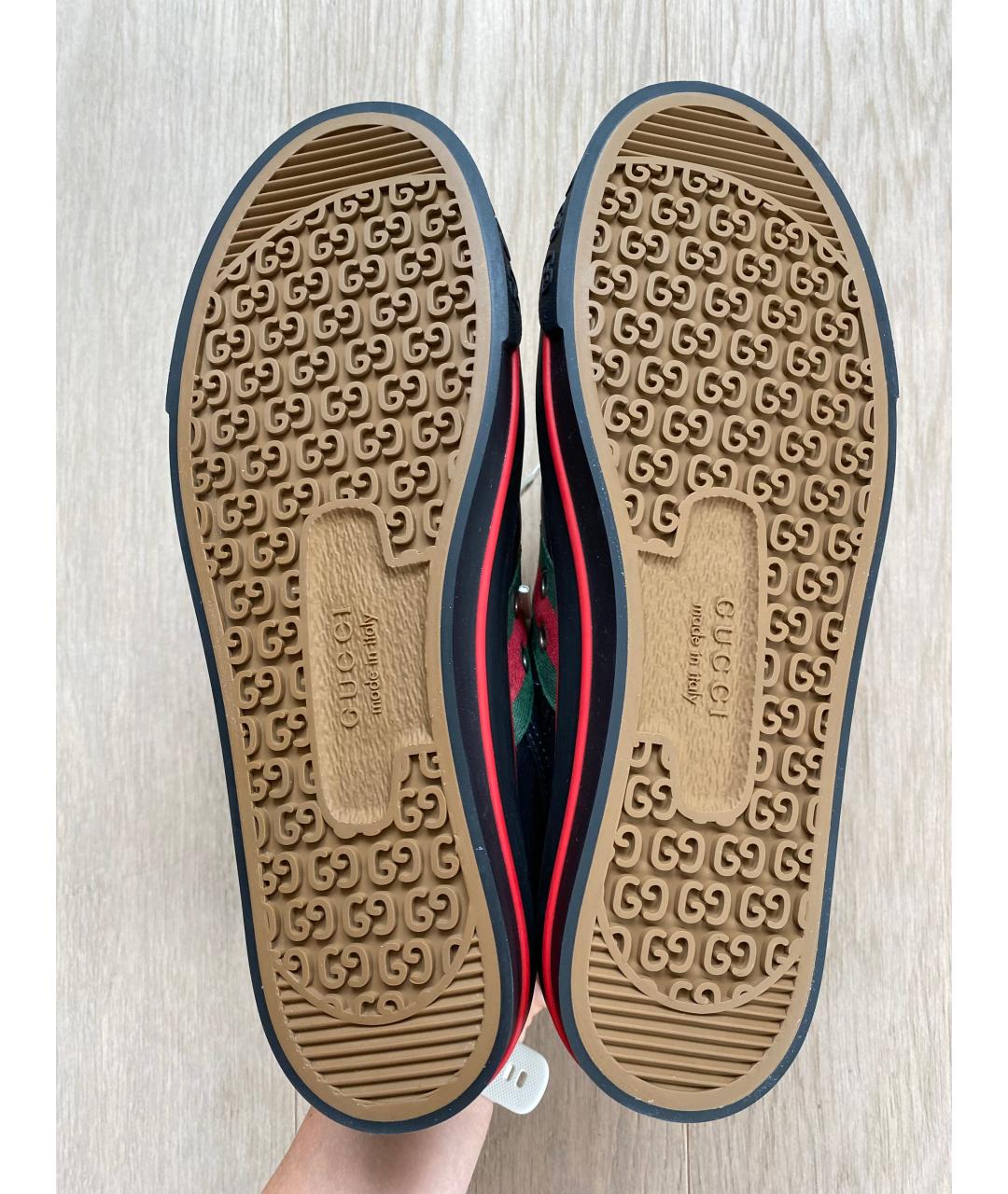 GUCCI Черные кожаные кеды, фото 5
