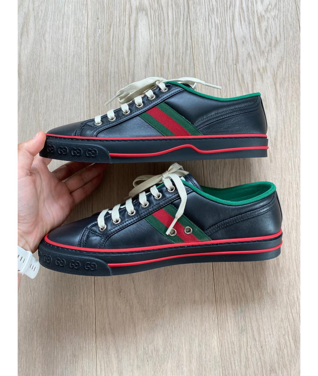 GUCCI Черные кожаные кеды, фото 9