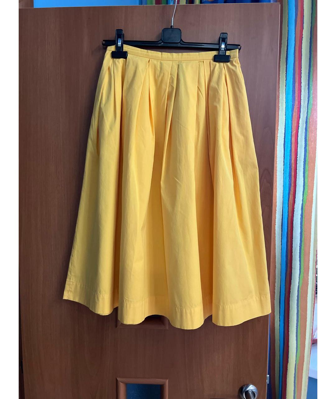 MAX MARA Желтая хлопковая юбка миди, фото 6