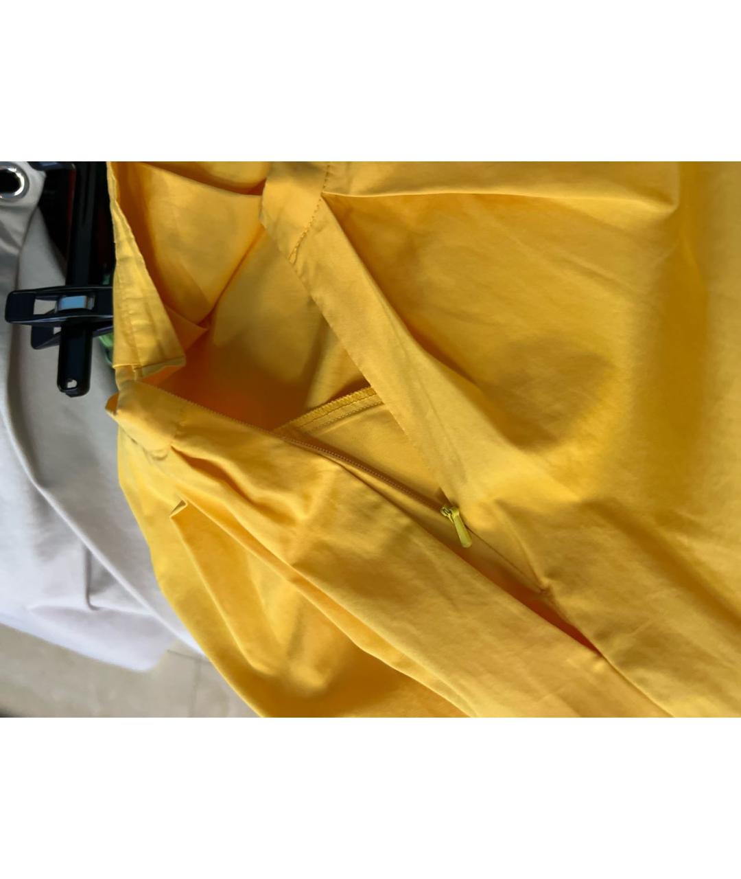 MAX MARA Желтая хлопковая юбка миди, фото 4