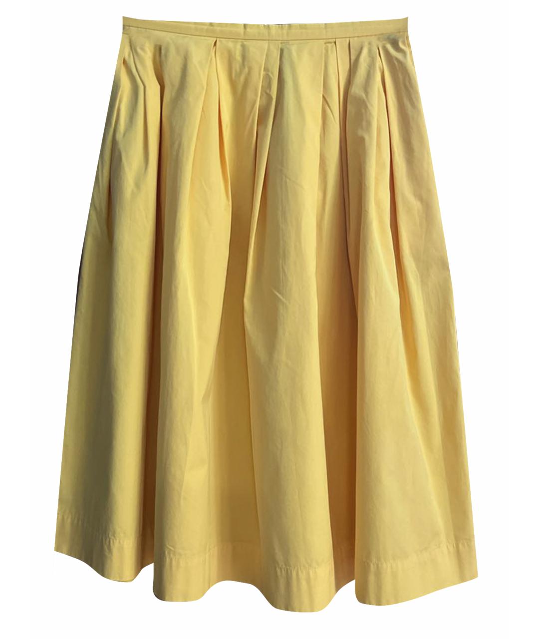 MAX MARA Желтая хлопковая юбка миди, фото 1