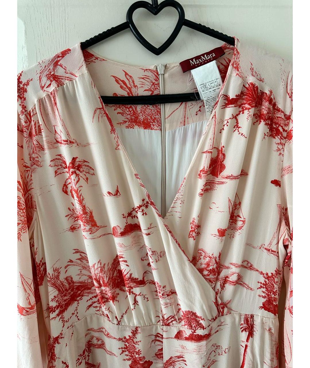 'S MAX MARA Белое шелковое повседневное платье, фото 4
