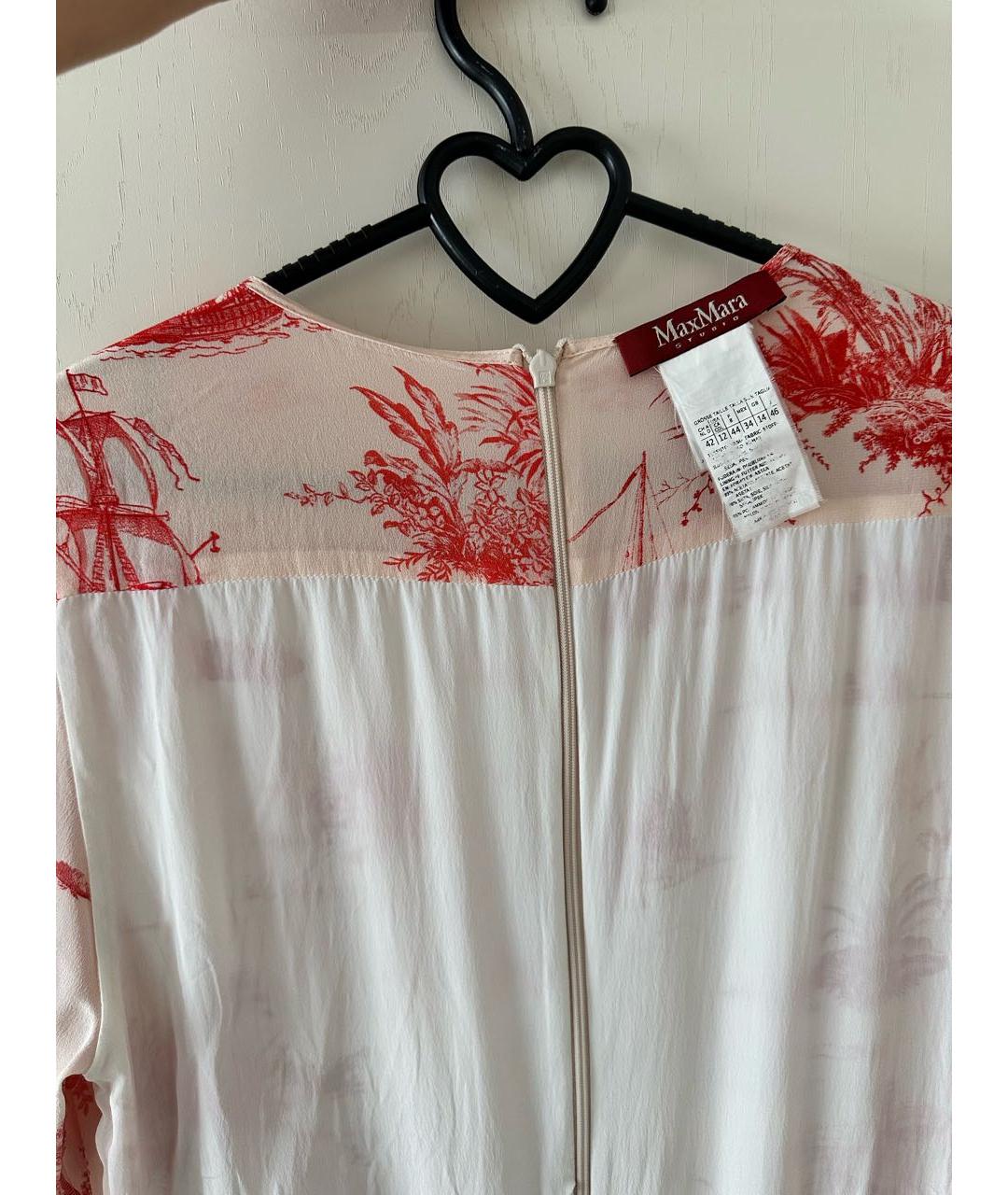 'S MAX MARA Белое шелковое повседневное платье, фото 3