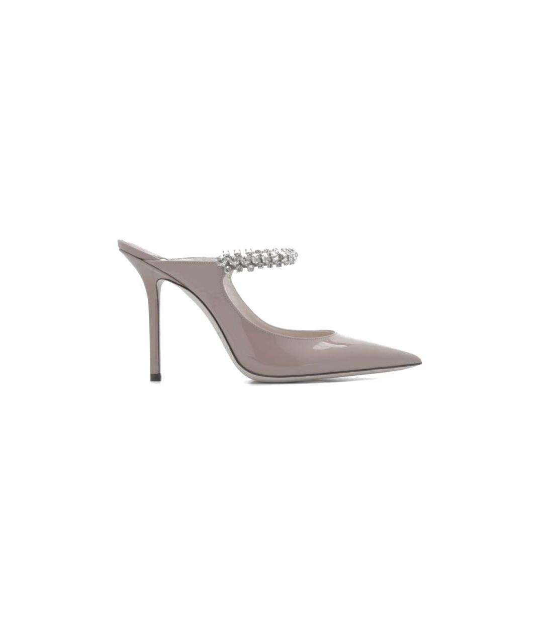 JIMMY CHOO Серые мюли из лакированной кожи, фото 1