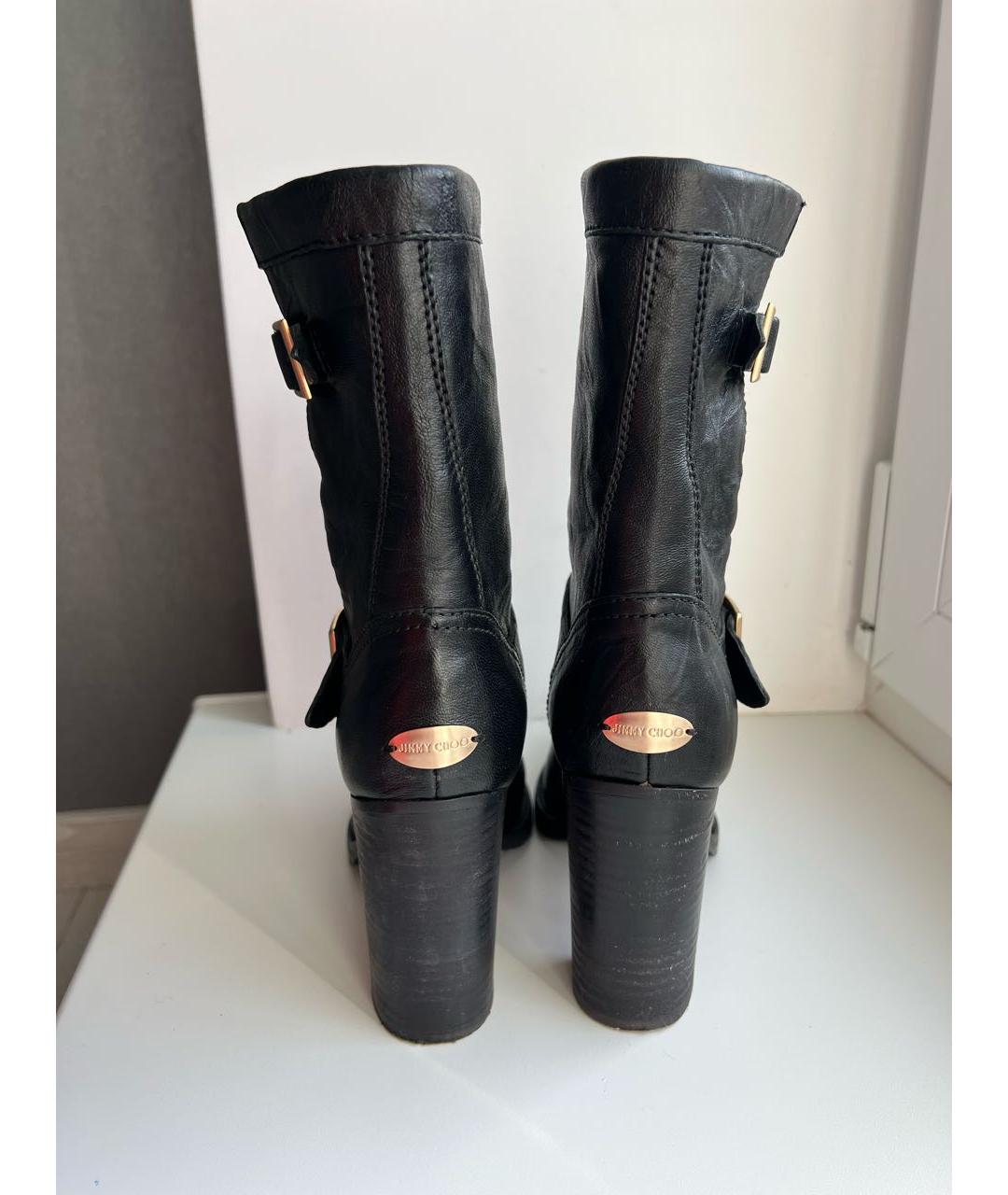 JIMMY CHOO Черные кожаные полусапоги, фото 4