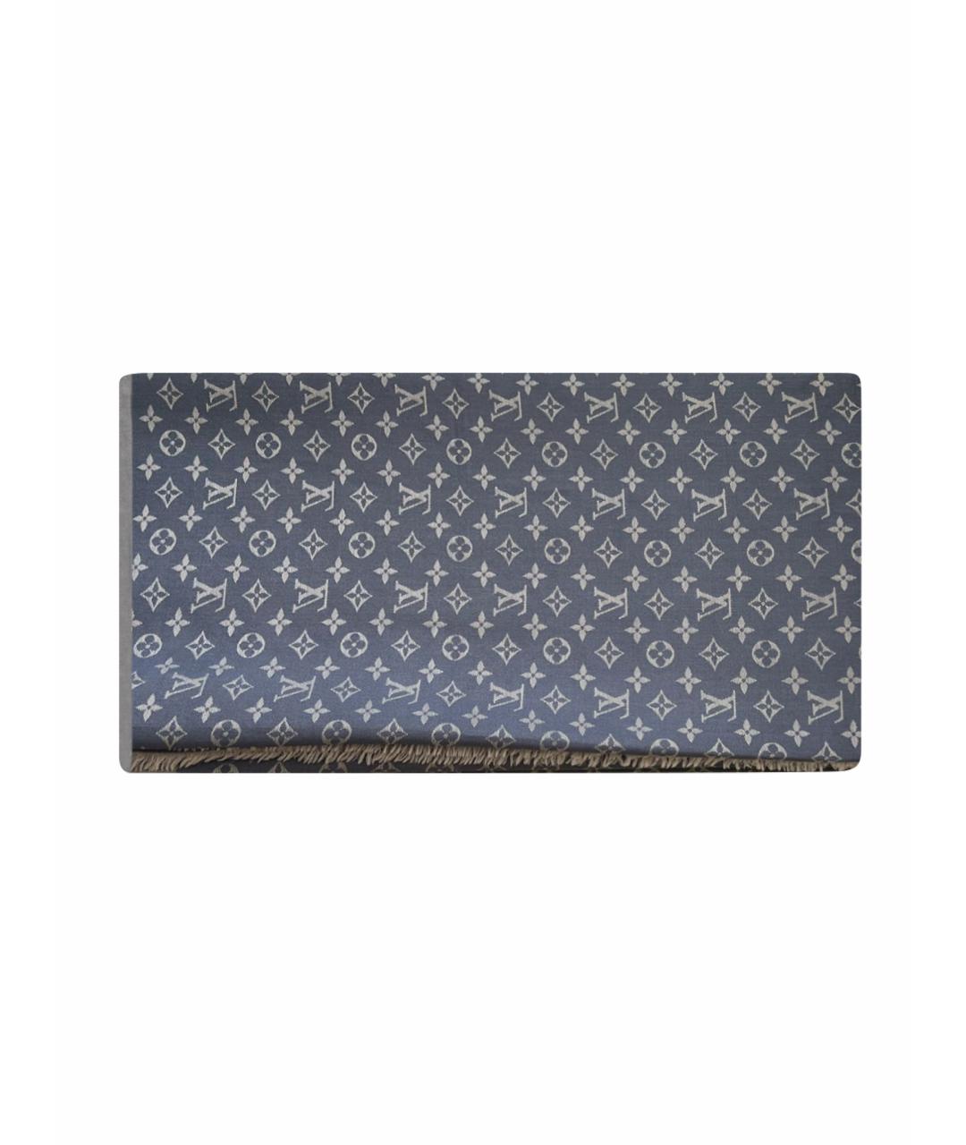 LOUIS VUITTON Голубой шелковый платок, фото 1