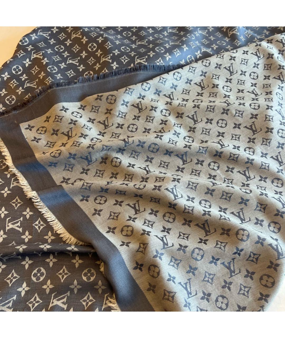 LOUIS VUITTON Голубой шелковый платок, фото 4