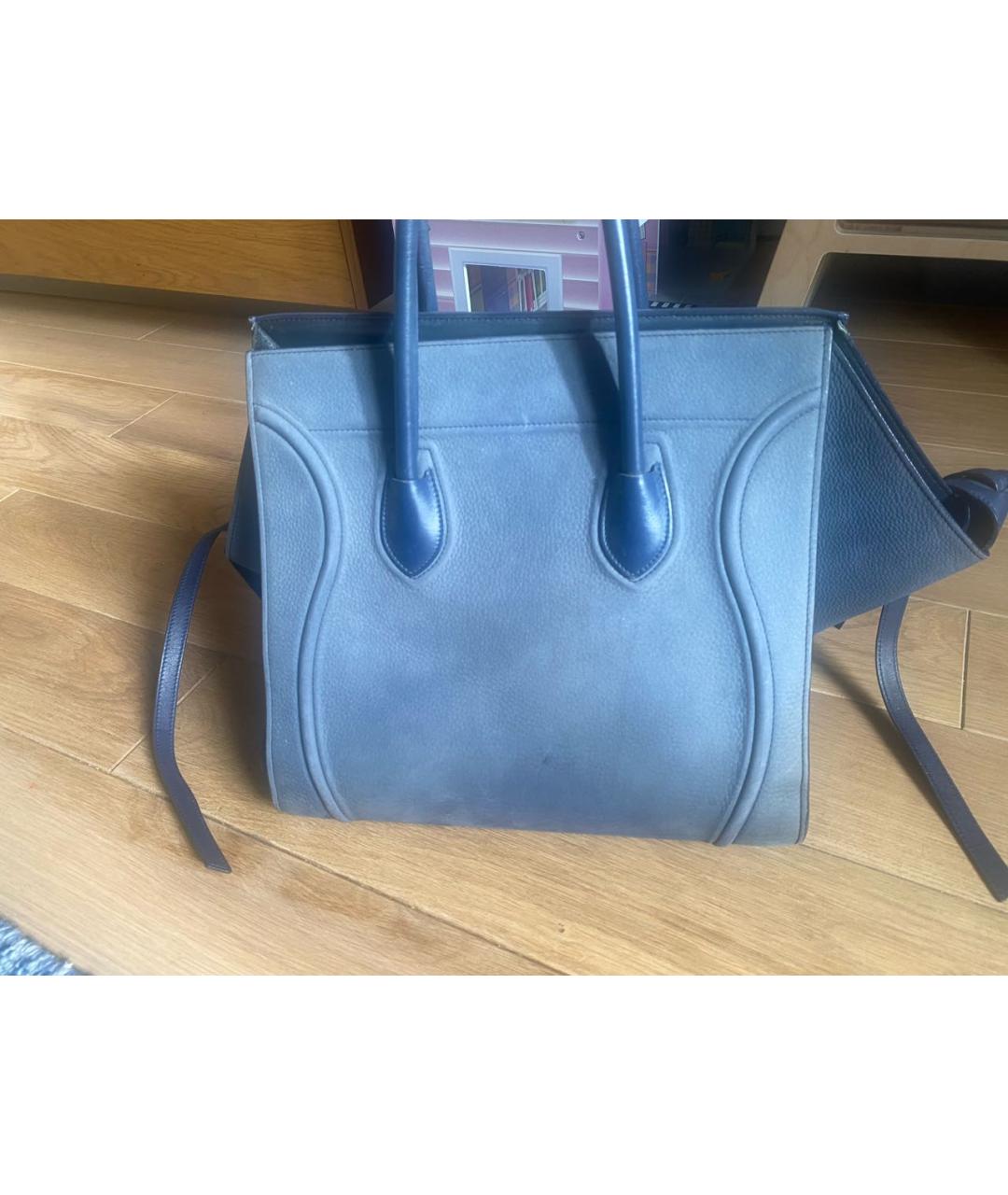 CELINE PRE-OWNED Синяя кожаная сумка с короткими ручками, фото 4