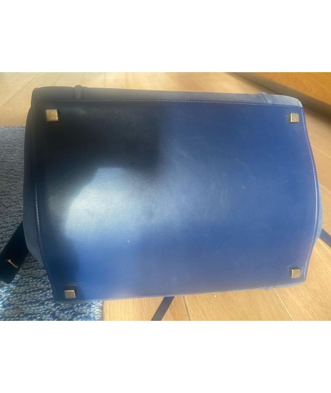 CELINE PRE-OWNED Синяя кожаная сумка с короткими ручками, фото 3
