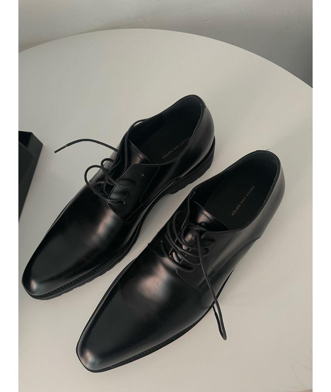 DRIES VAN NOTEN Черные кожаные низкие ботинки, фото 2