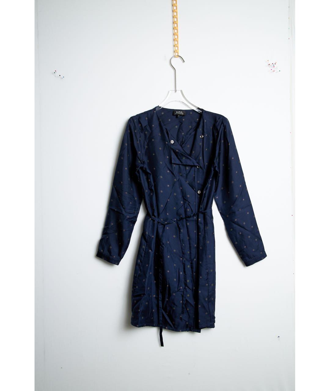 A.P.C. Темно-синее шелковое повседневное платье, фото 4