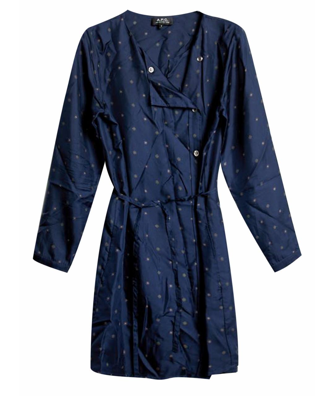 A.P.C. Темно-синее шелковое повседневное платье, фото 1
