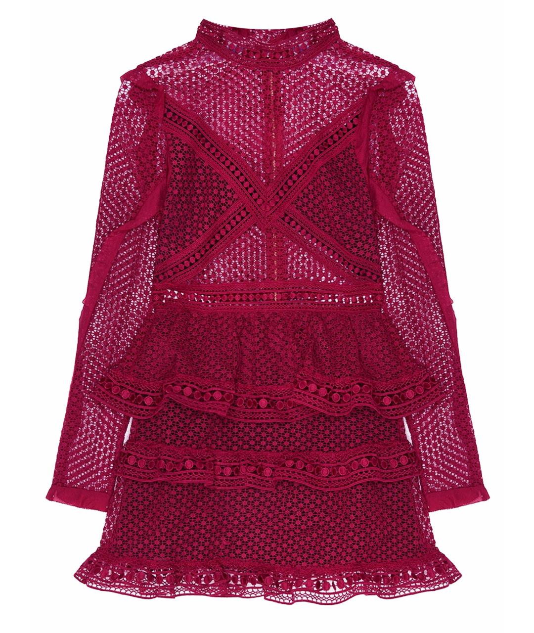 SELF-PORTRAIT Бордовое полиэстеровое коктейльное платье, фото 1