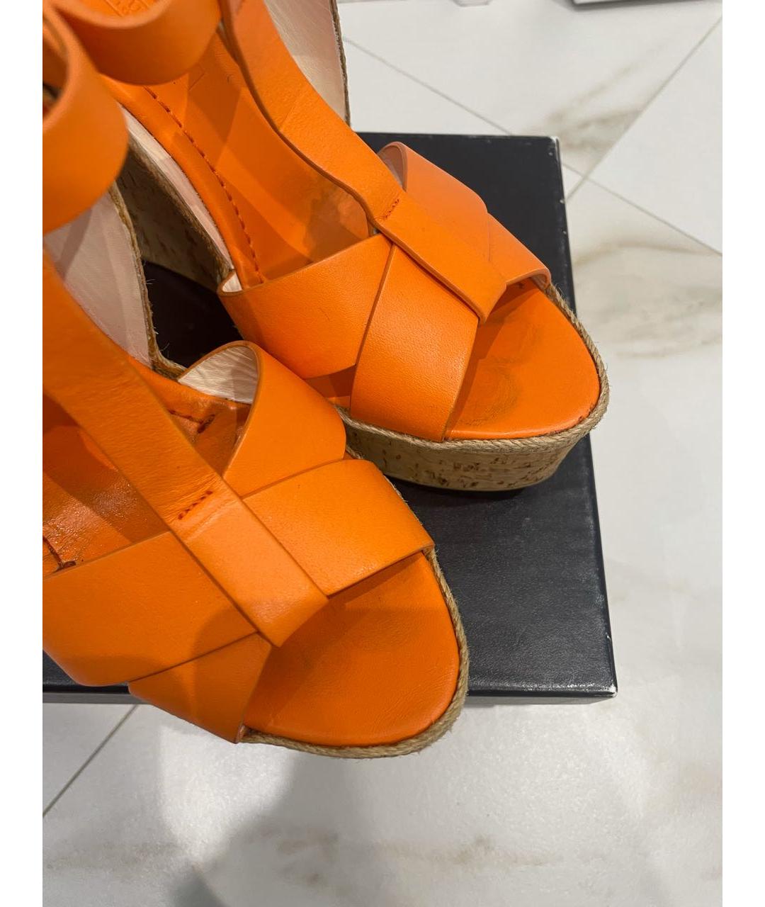 RALPH LAUREN Оранжевое кожаные босоножки, фото 7