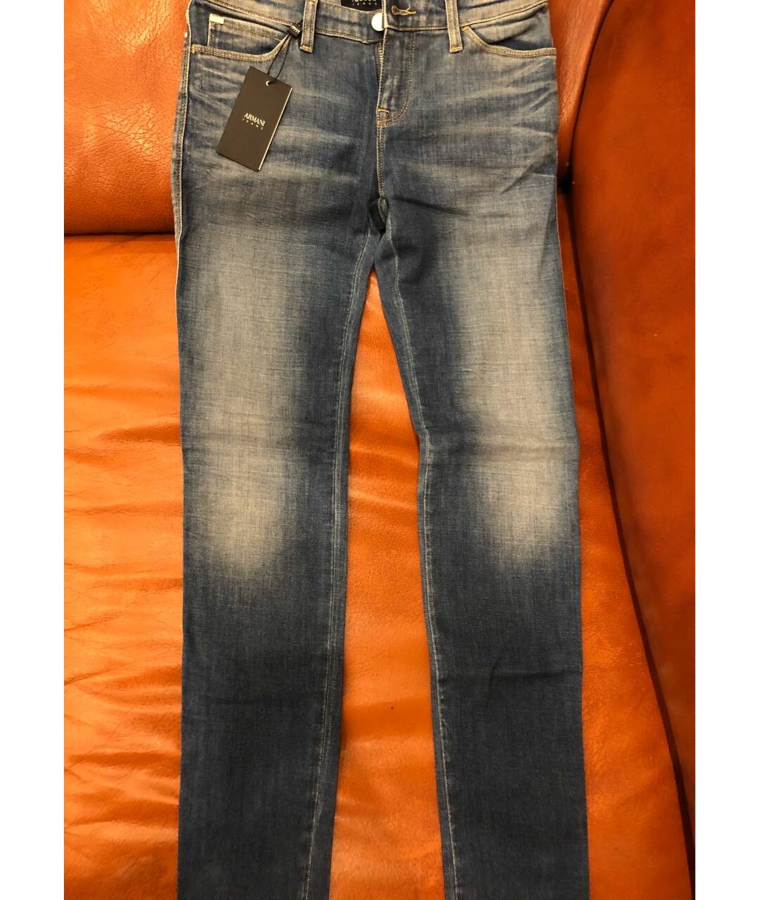 ARMANI JEANS Синие хлопковые джинсы слим, фото 4