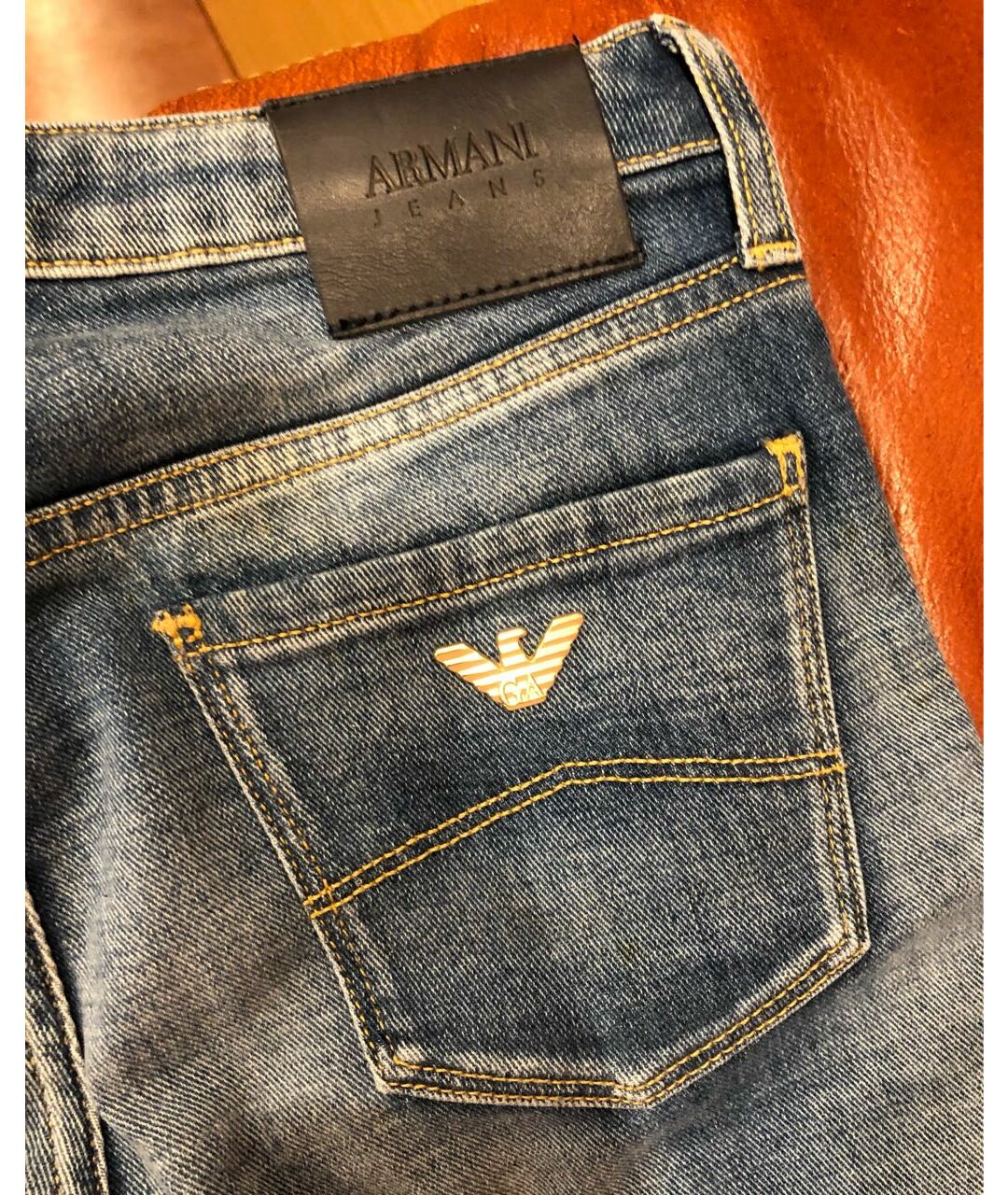 ARMANI JEANS Синие хлопковые джинсы слим, фото 6