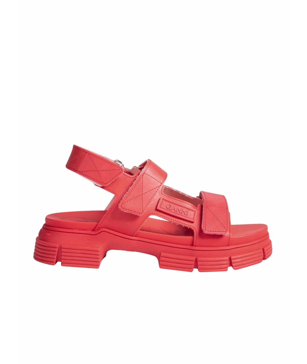 GANNI Красные резиновые сандалии, фото 1