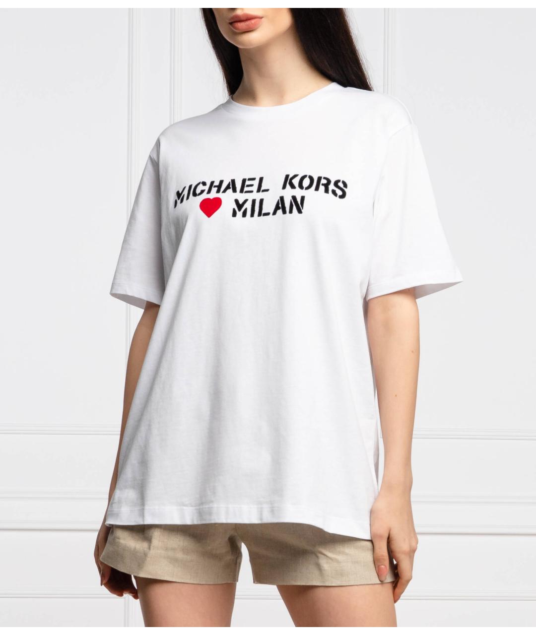 MICHAEL KORS Белая хлопковая футболка, фото 2