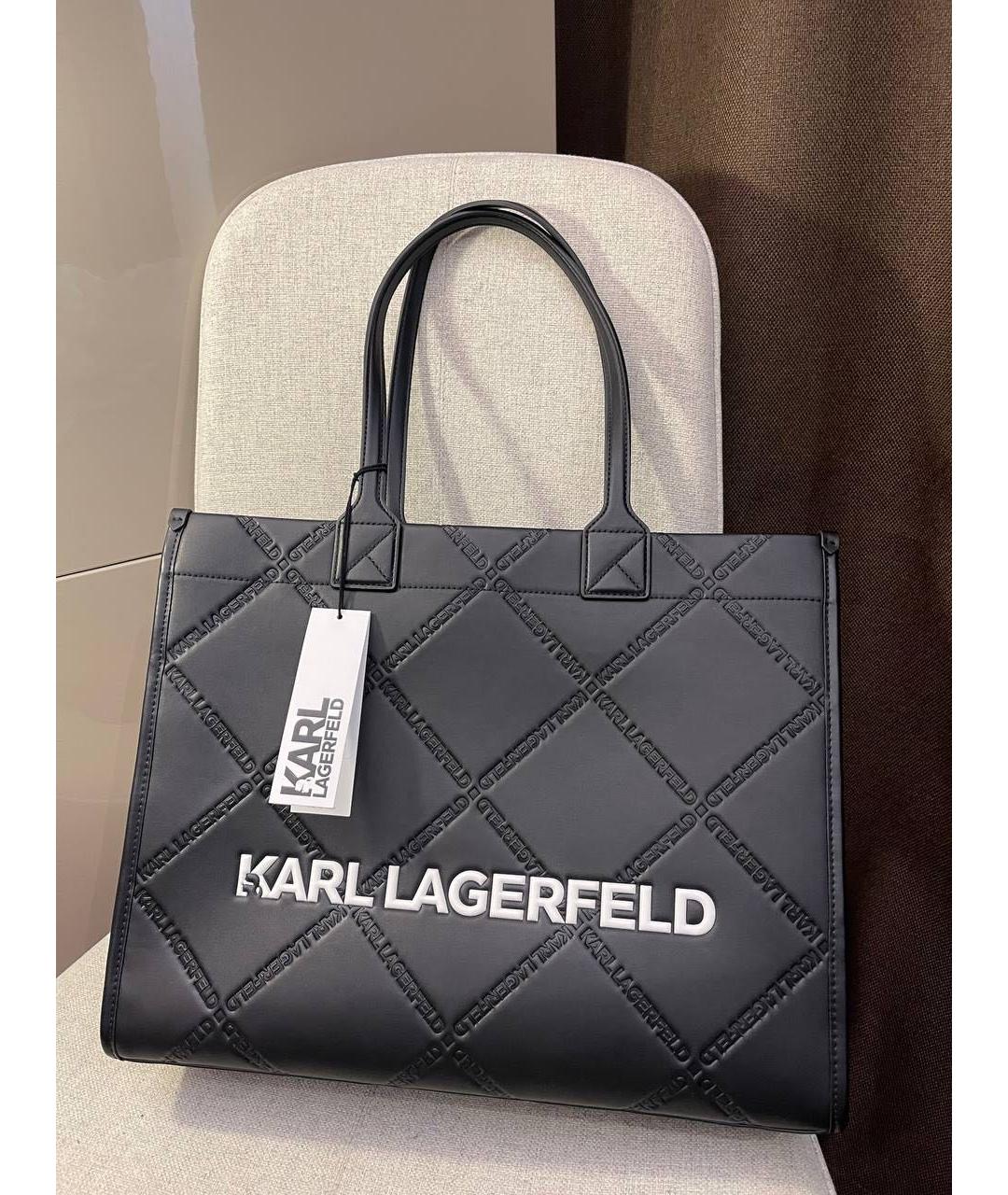 KARL LAGERFELD Черная кожаная сумка тоут, фото 2