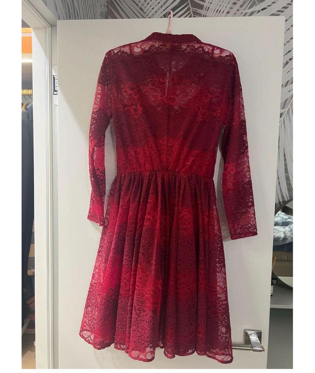 MAJE Бордовое кружевное коктейльное платье, фото 2