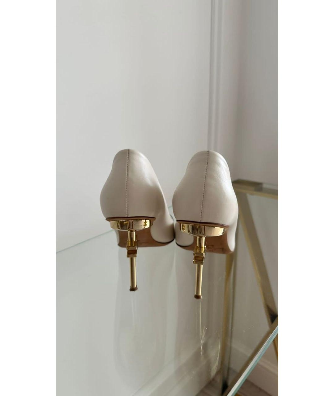 ELISABETTA FRANCHI Бежевые текстильные туфли, фото 4