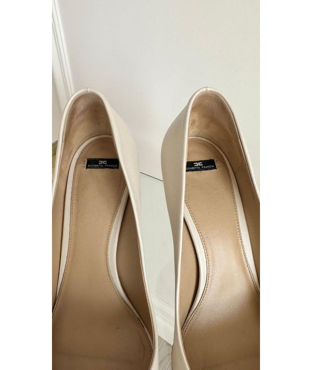 ELISABETTA FRANCHI Бежевые текстильные туфли, фото 2