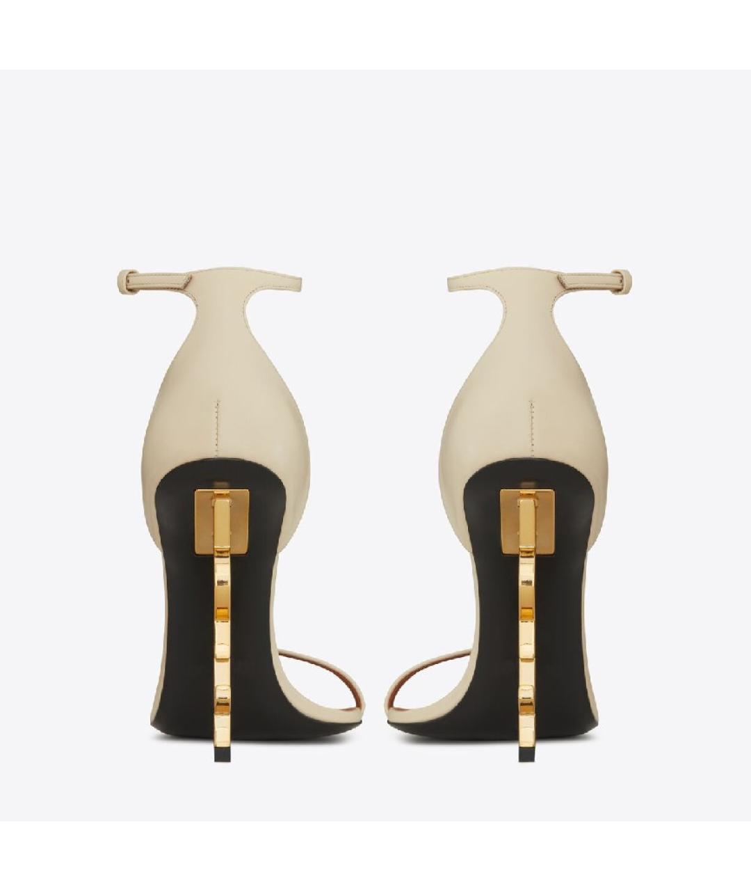 SAINT LAURENT Бежевые кожаные босоножки, фото 3