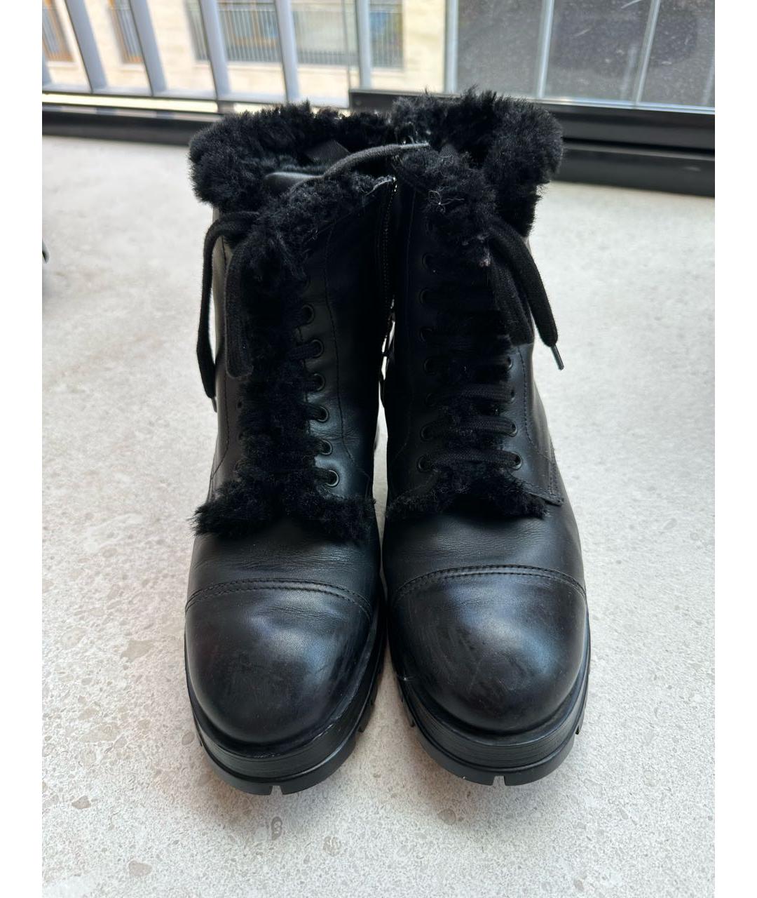 PRADA Черные кожаные ботинки, фото 2