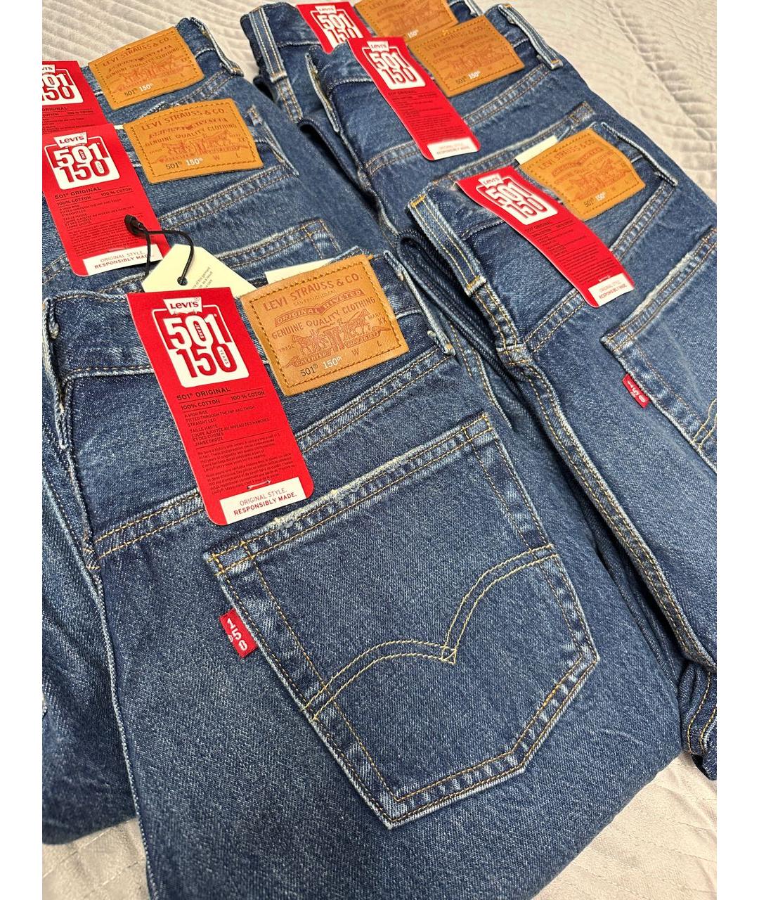 LEVI'S Синие хлопко-эластановые прямые джинсы, фото 8