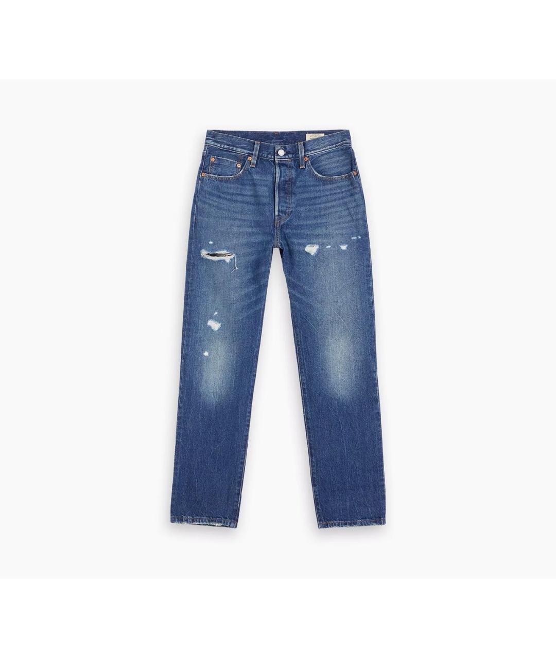LEVI'S Синие хлопко-эластановые прямые джинсы, фото 9