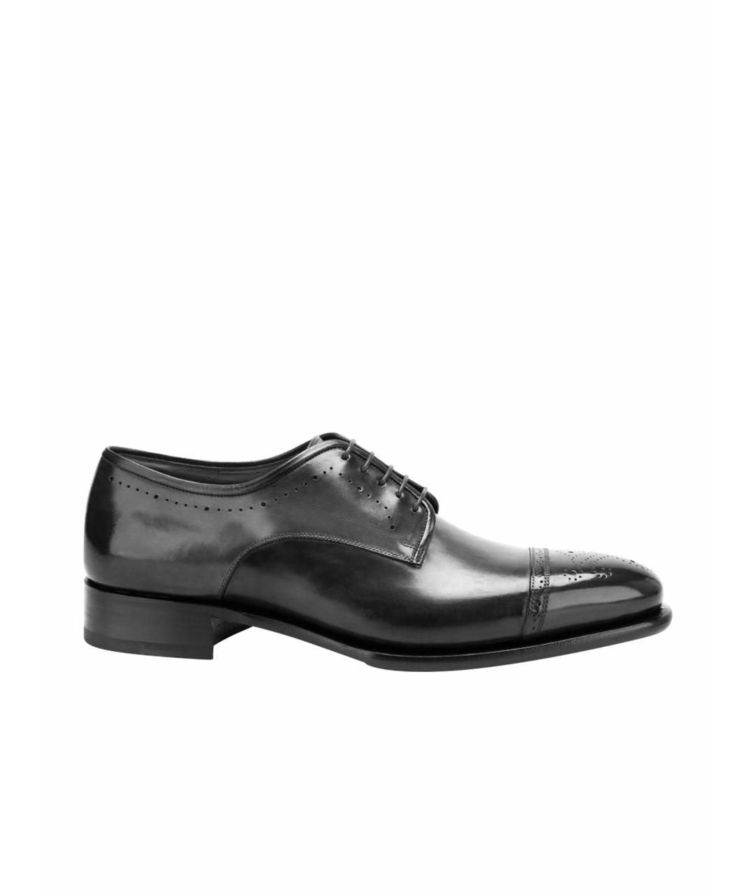 SANTONI Черные кожаные туфли, фото 1