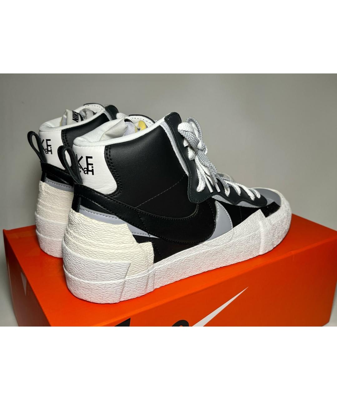 NIKE Черные кожаные высокие кроссовки / кеды, фото 3
