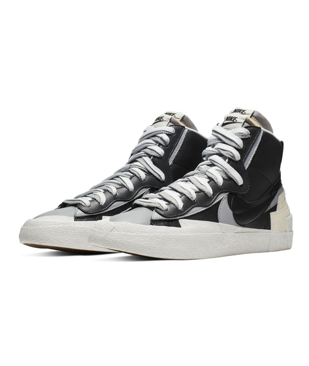 NIKE Черные кожаные высокие кроссовки / кеды, фото 6