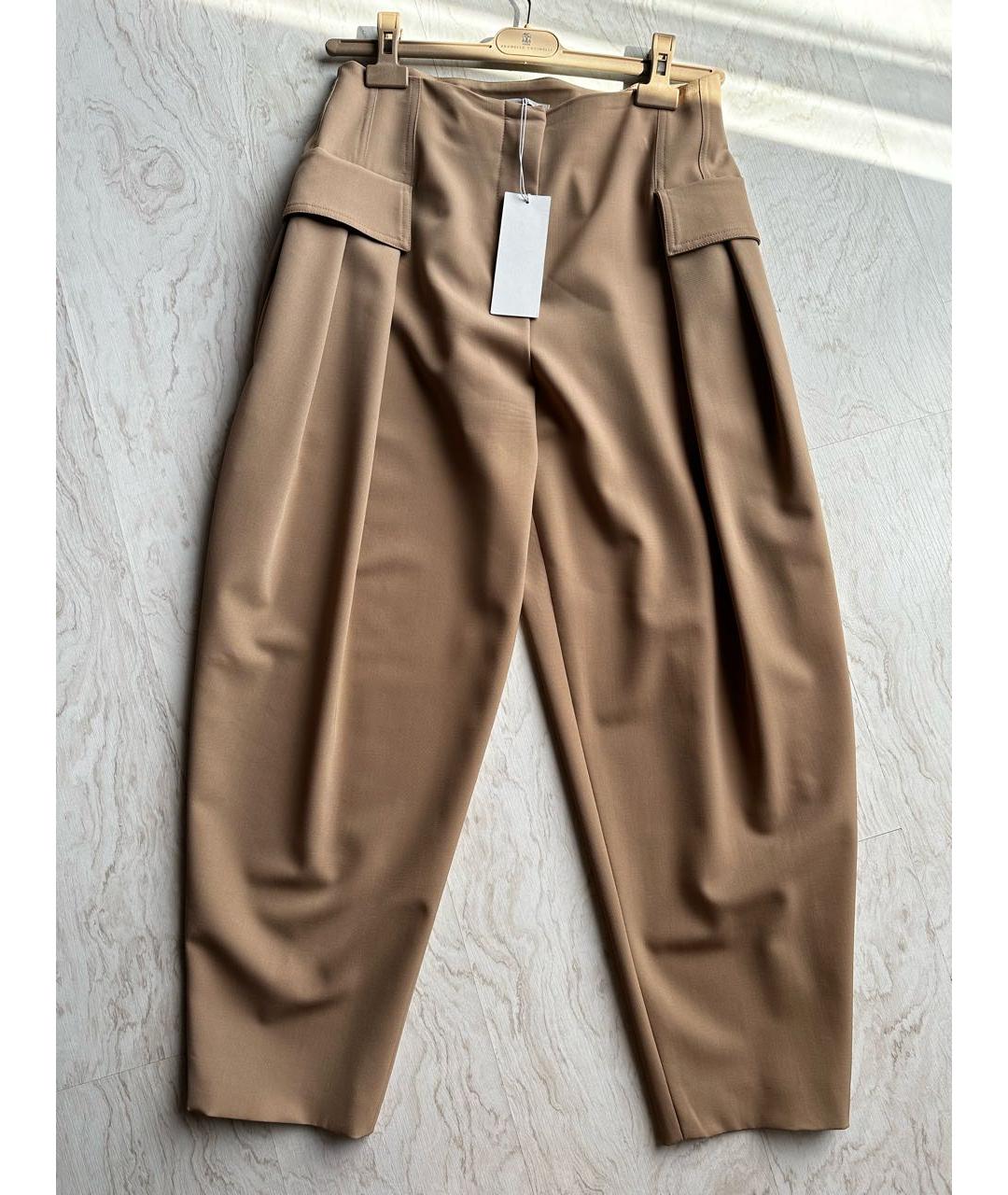 STELLA MCCARTNEY Бежевые шерстяные брюки широкие, фото 6
