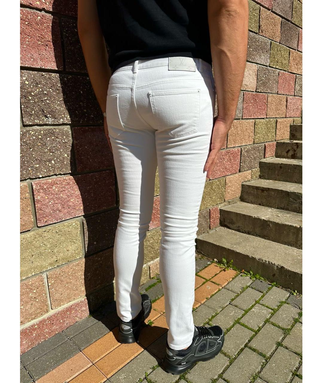 LOUIS VUITTON Белые хлопковые джинсы скинни, фото 2