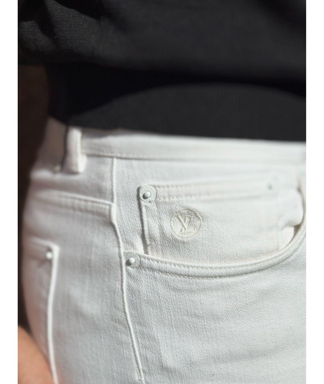 LOUIS VUITTON Белые хлопковые джинсы скинни, фото 5