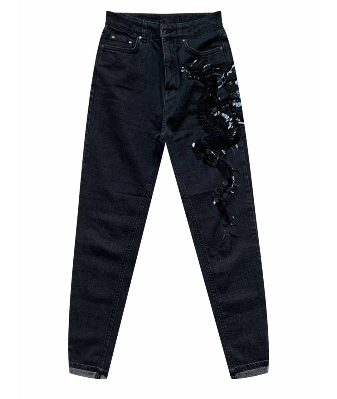 DALOOD Черные хлопковые джинсы слим, фото 1