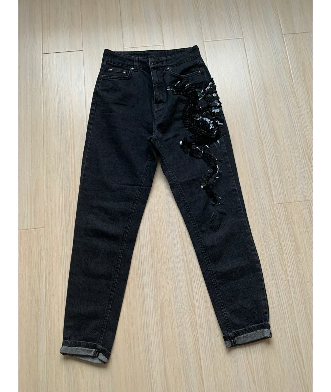 DALOOD Черные хлопковые джинсы слим, фото 6