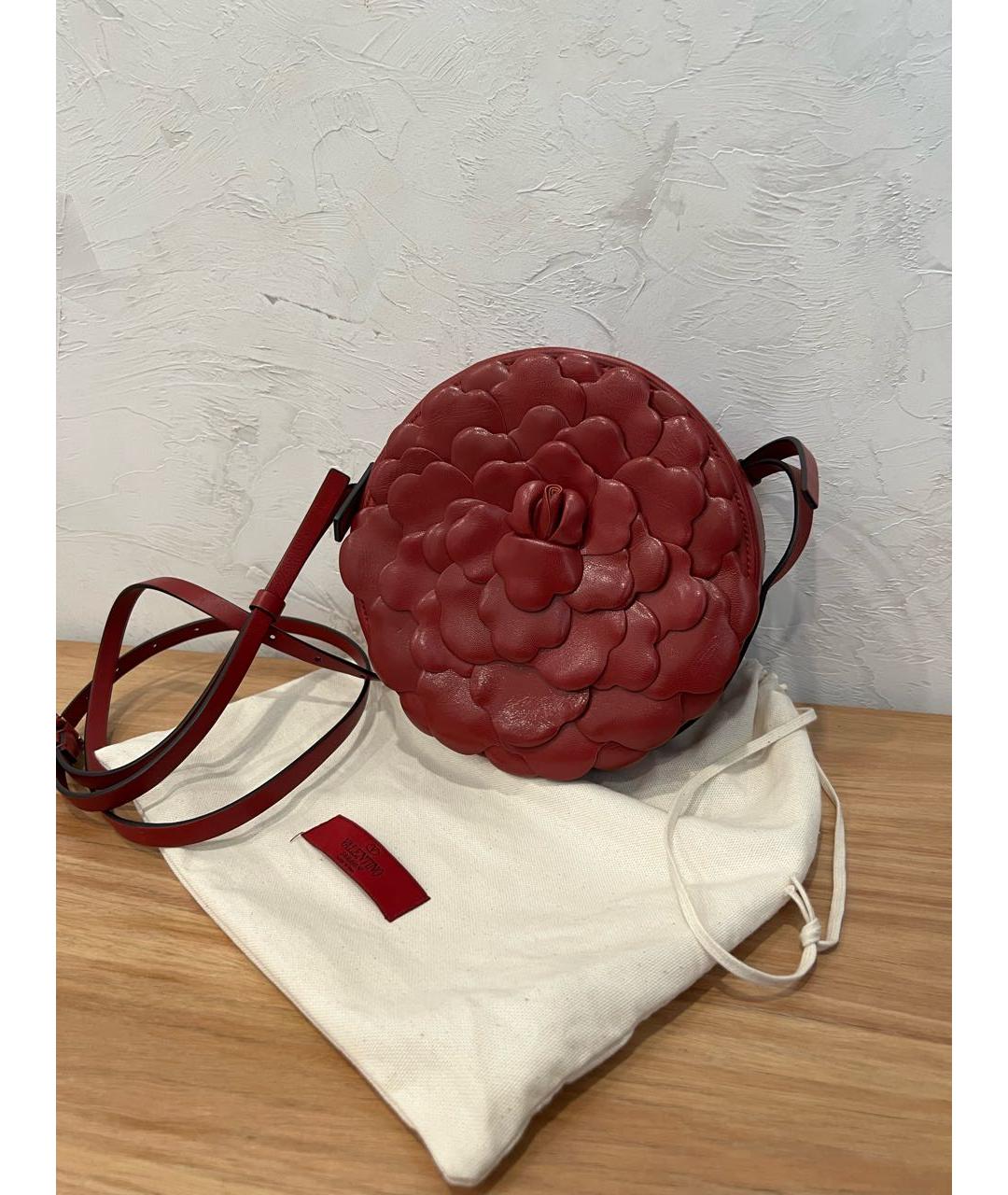 VALENTINO Бордовая кожаная сумка через плечо, фото 2