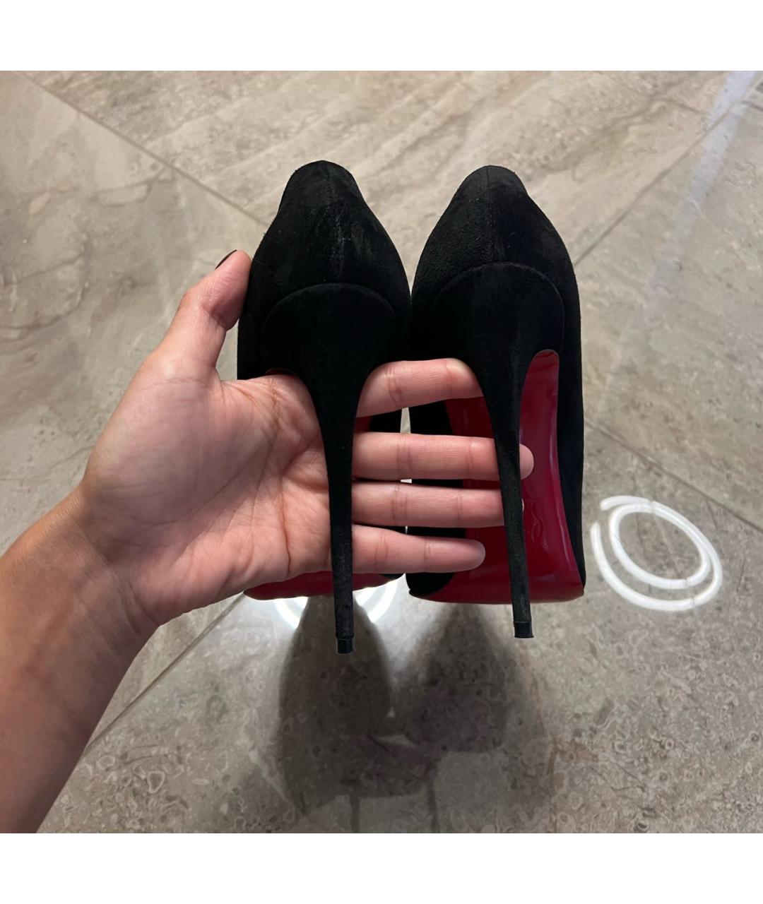 CHRISTIAN LOUBOUTIN Черные замшевые туфли, фото 8