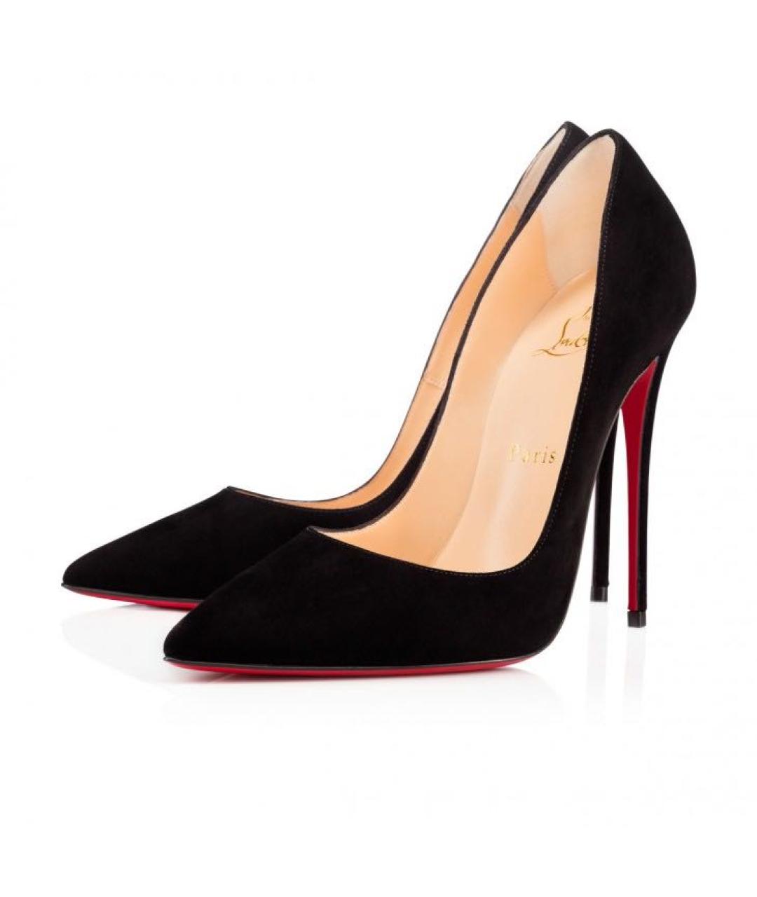 CHRISTIAN LOUBOUTIN Черные замшевые туфли, фото 3