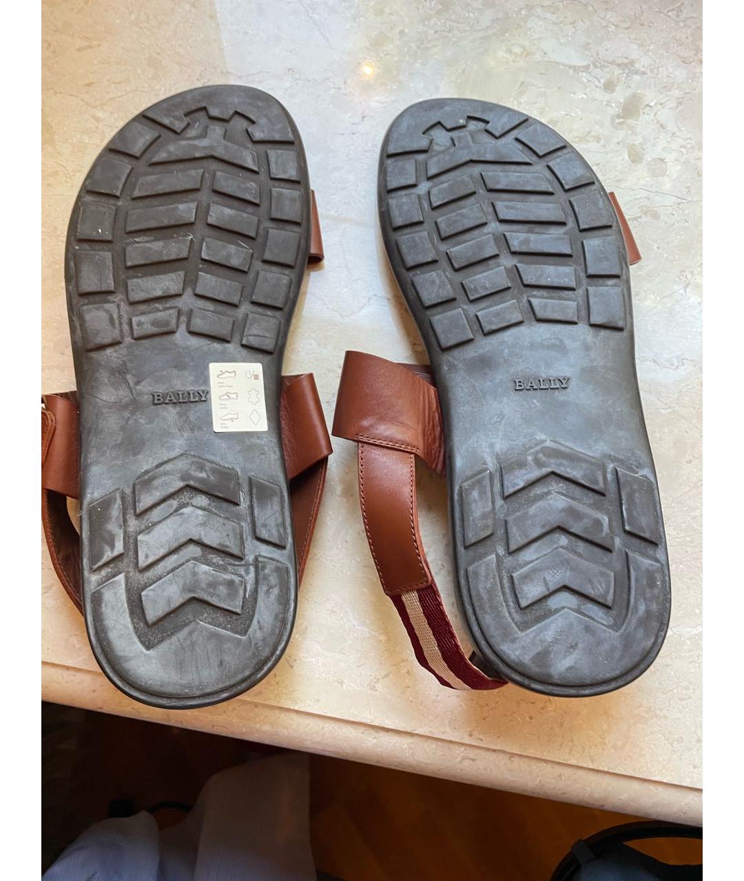 BALLY Коричневые кожаные сандалии, фото 5