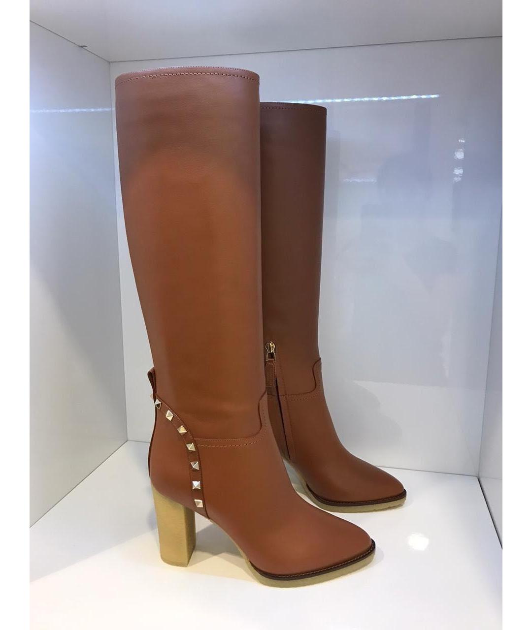 VALENTINO Коричневые кожаные сапоги, фото 3