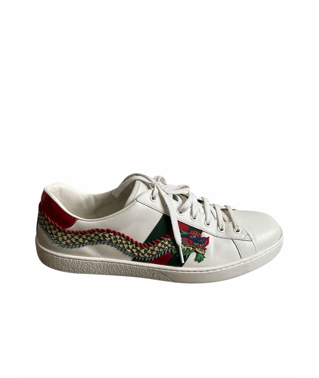 GUCCI Белые кожаные низкие кроссовки / кеды, фото 1