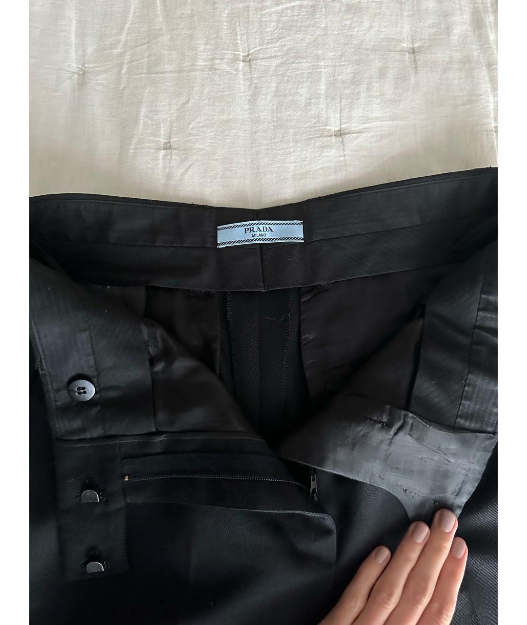 PRADA Черные шерстяные прямые брюки, фото 3