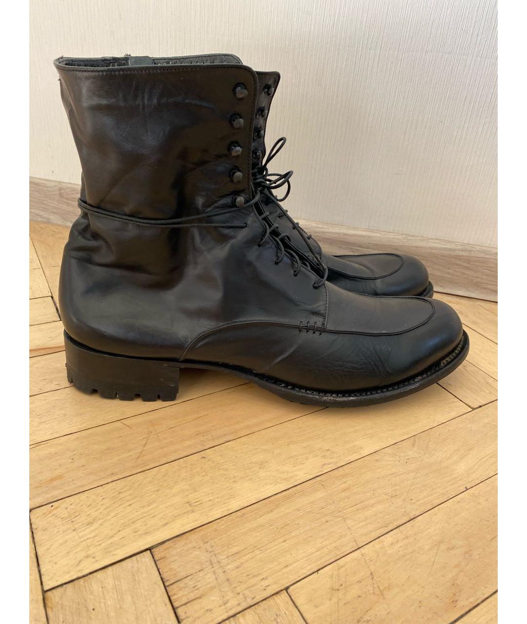 ROCCO P. Черные кожаные высокие ботинки, фото 7